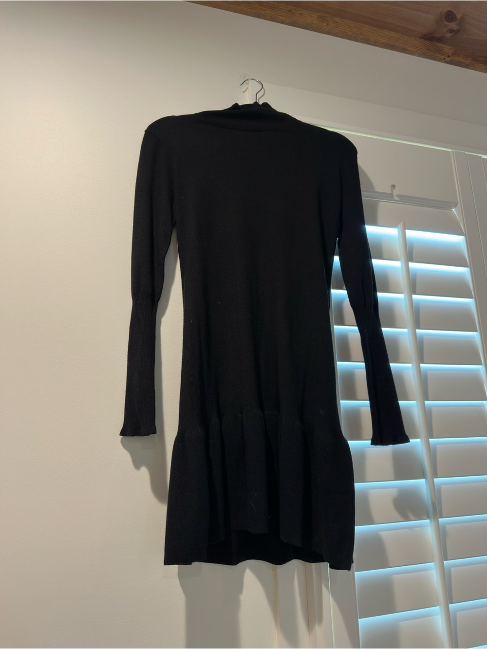 sundays Black Long-Sleeve Flared Hem Knit Dress